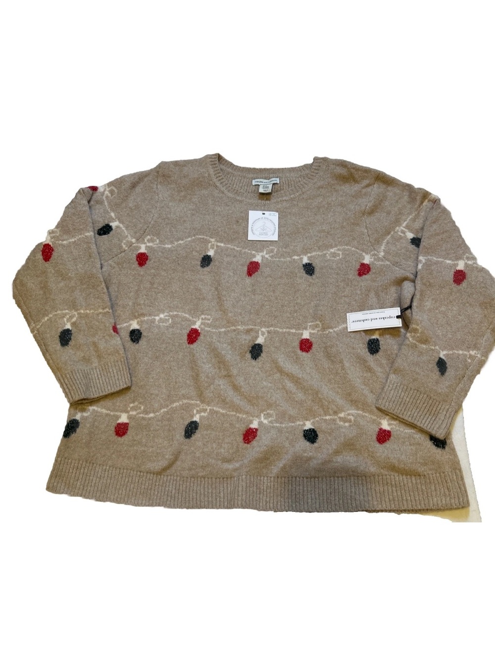 Cupcake and Cashmere Christmas Lights Women’s Holiday Sweater Sz 2XL NWT